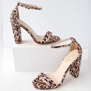 Taylor Leopard Suede Ankle Strap Heels